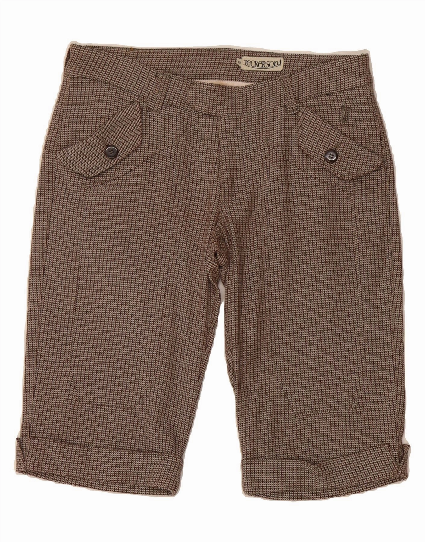 JECKERSON Mens Bermuda Shorts W29 Small  Brown Check Cotton Mother's Day gift Stretchable