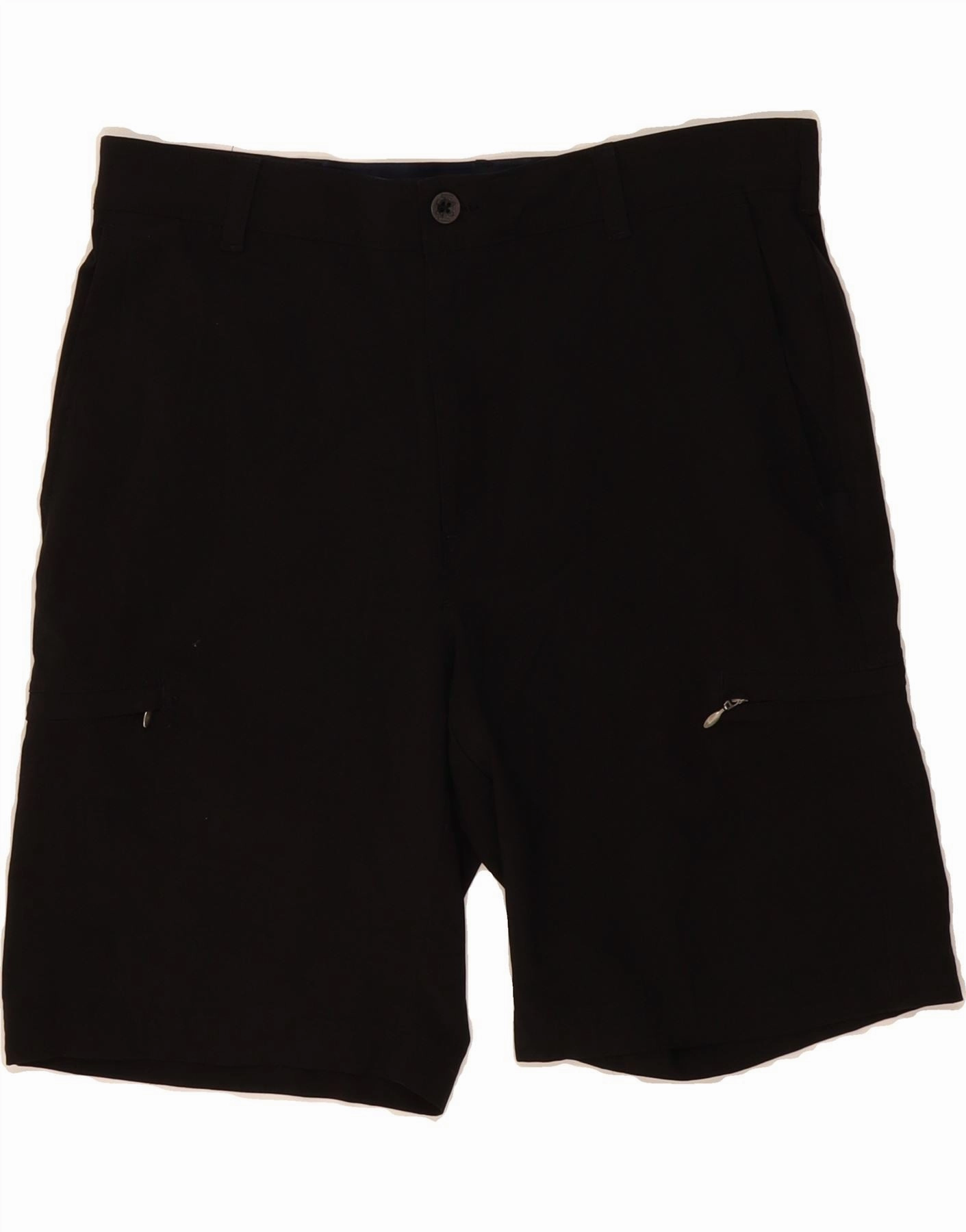 Pre Shrunk Cotton Blend IZOD Mens Cargo Shorts W32 Medium  Black Polyester