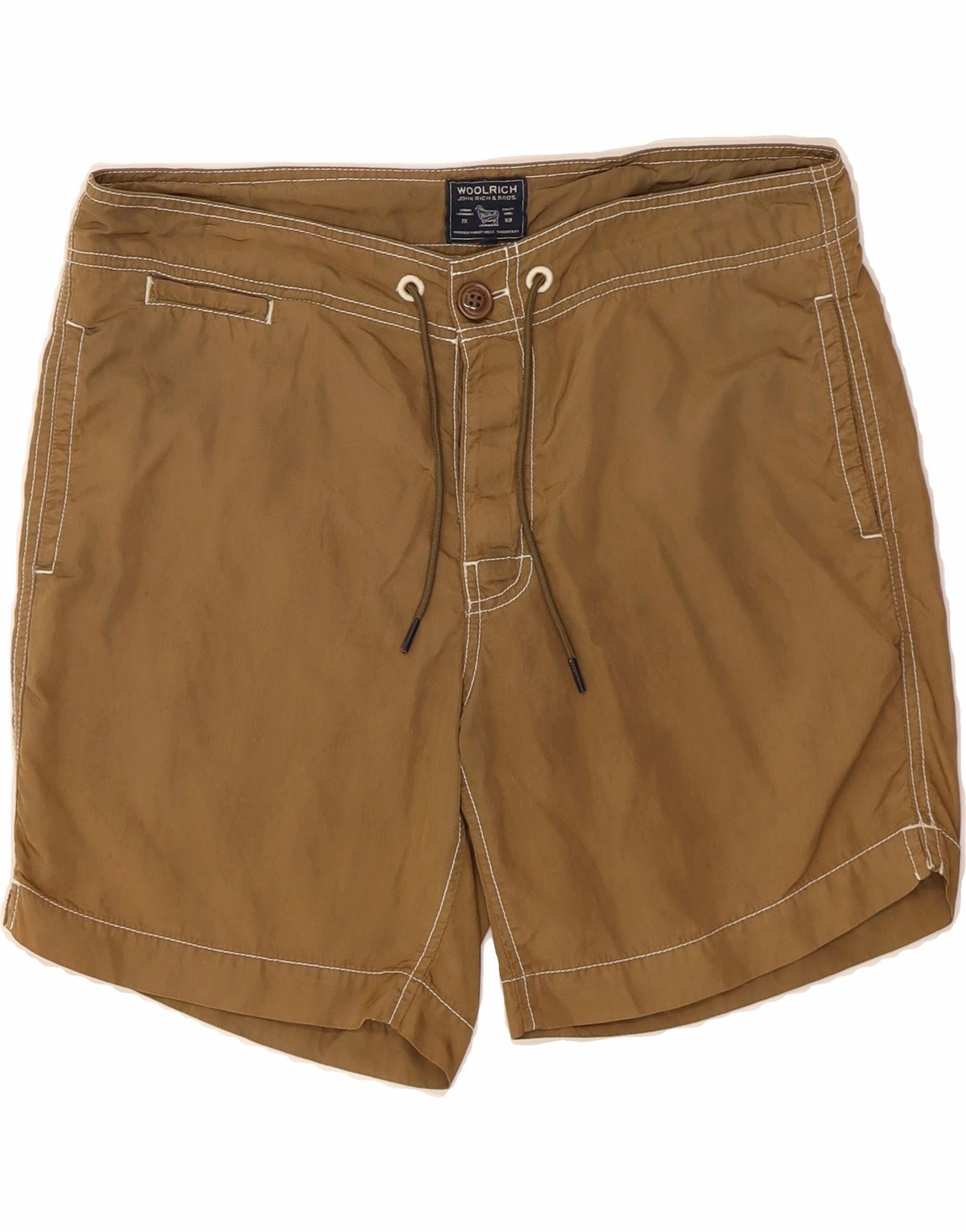 WOOLRICH Mens Chino Shorts W32 Medium  Brown Nylon Casual Outfit