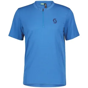 Summer Style Scott Trail Flow Dri Zip Short Sleeve Mens Cycling Jersey - Blue