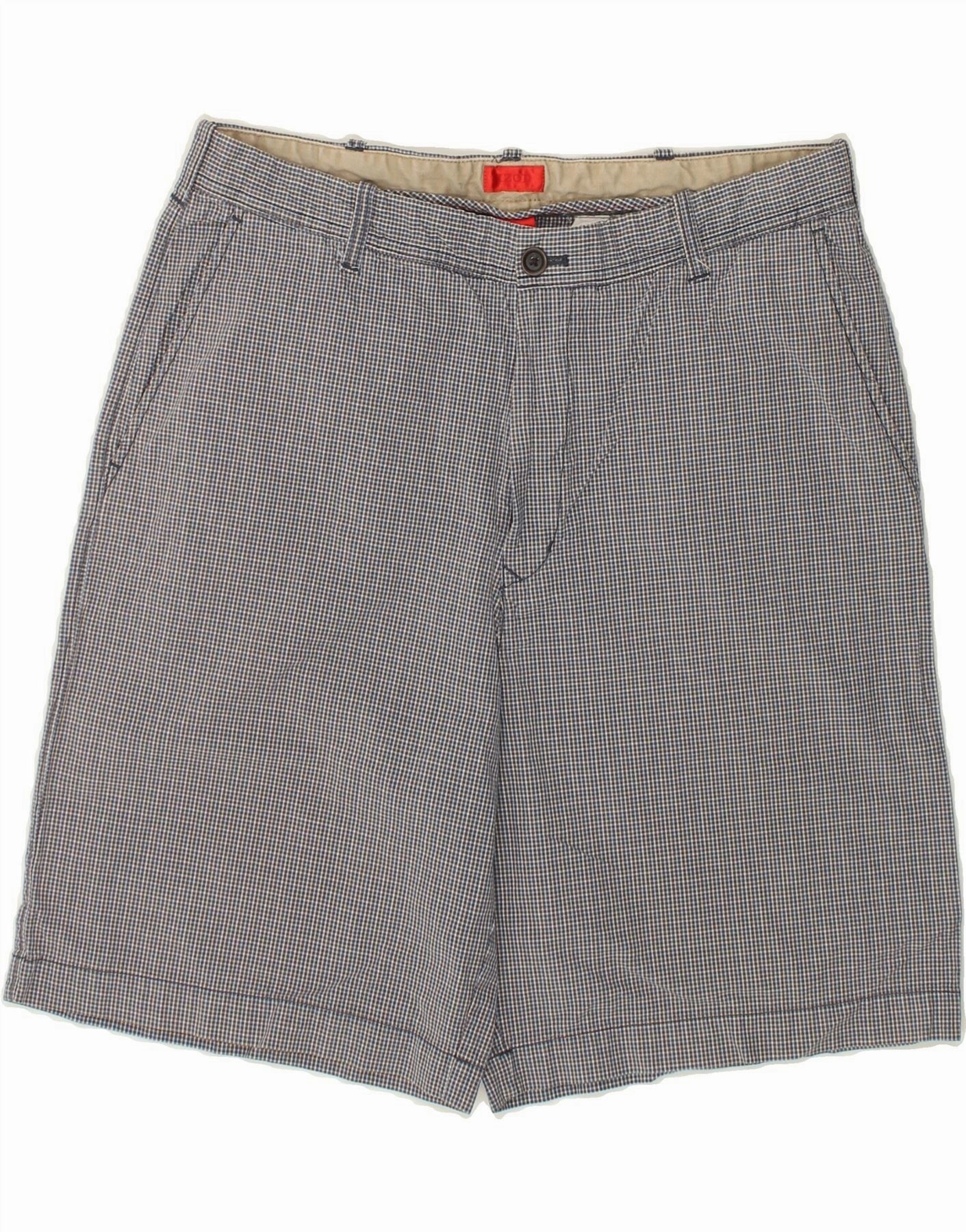 Anti Cling Technology runners IZOD Mens Chino Shorts W36 Large  Navy Blue Check Cotton