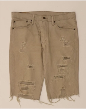 LEVI'S Mens 511 Distressed Denim Shorts W34 Large Beige Cotton Trendy Mood