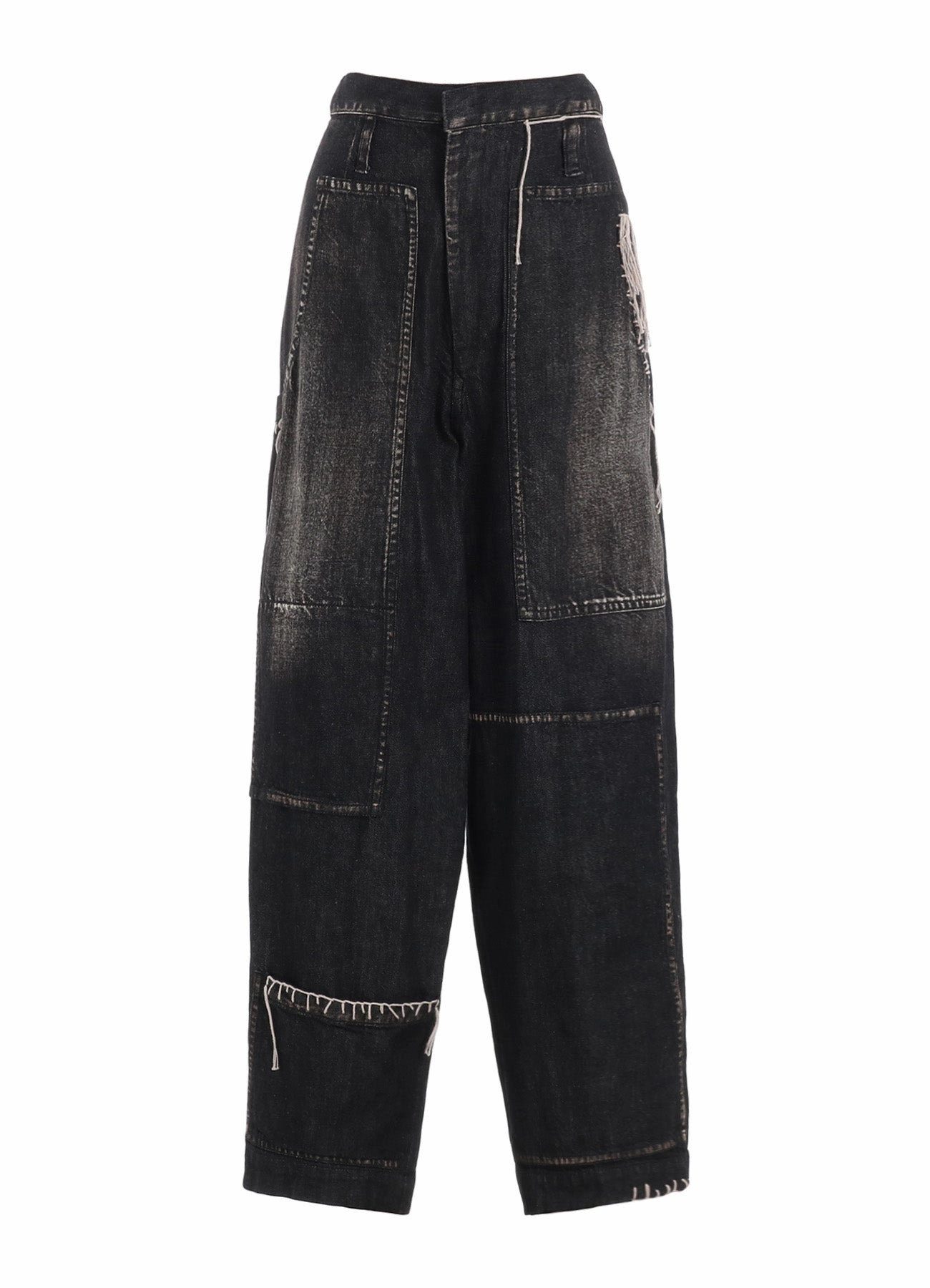 Sleek Look SPOTTED DENIM PATCHED-POCKET PANTS