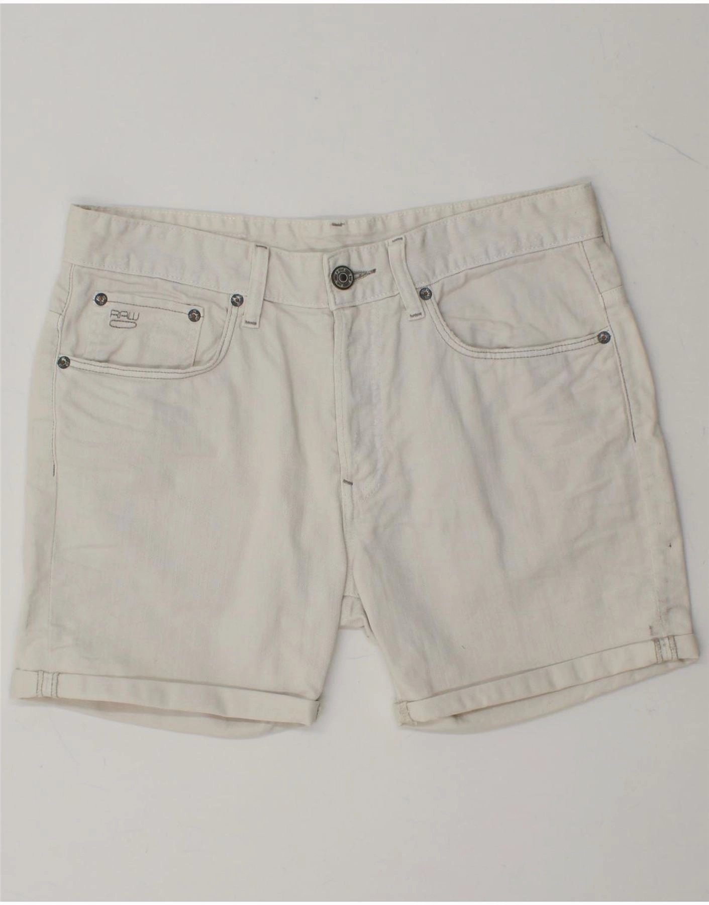 skateboarding outfit G-STAR Mens 3301 Denim Shorts  W35 Large White