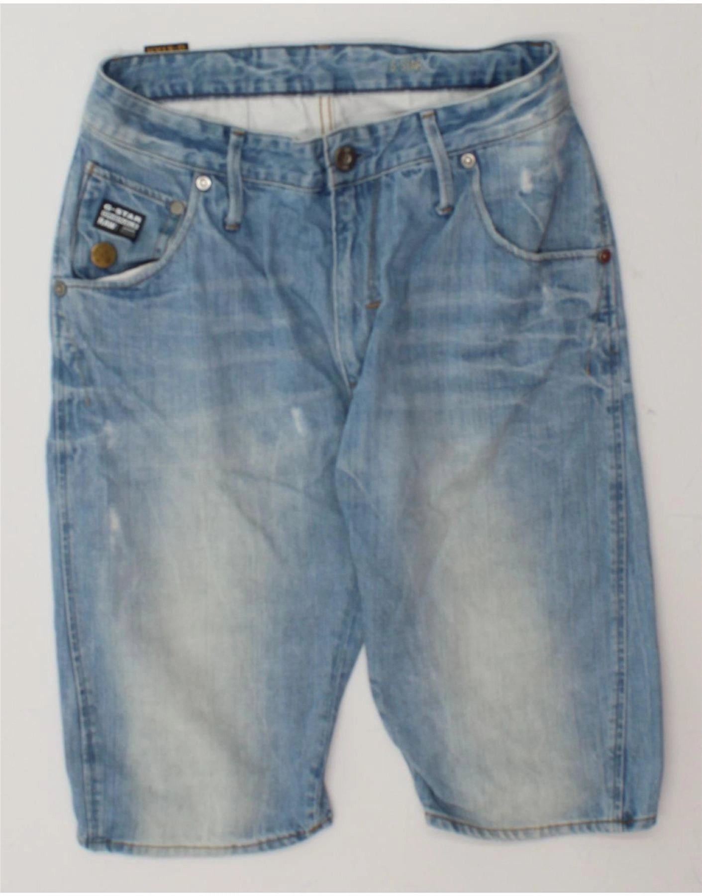 G-STAR Mens Denim Shorts W32 Medium  Blue Cotton Stretch Wear
