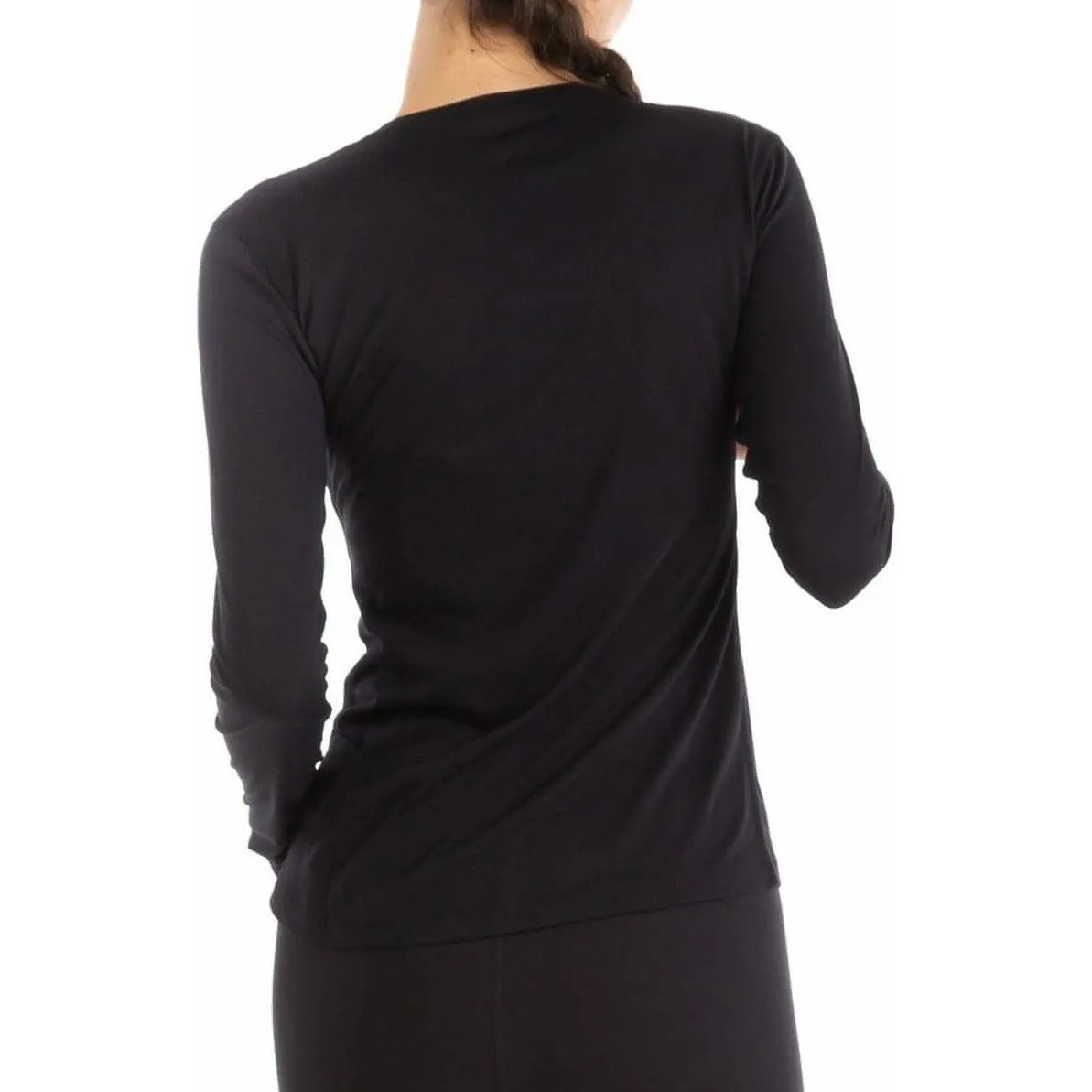Lace trim Ronhill Core Long Sleeve Womens Running Top - Black