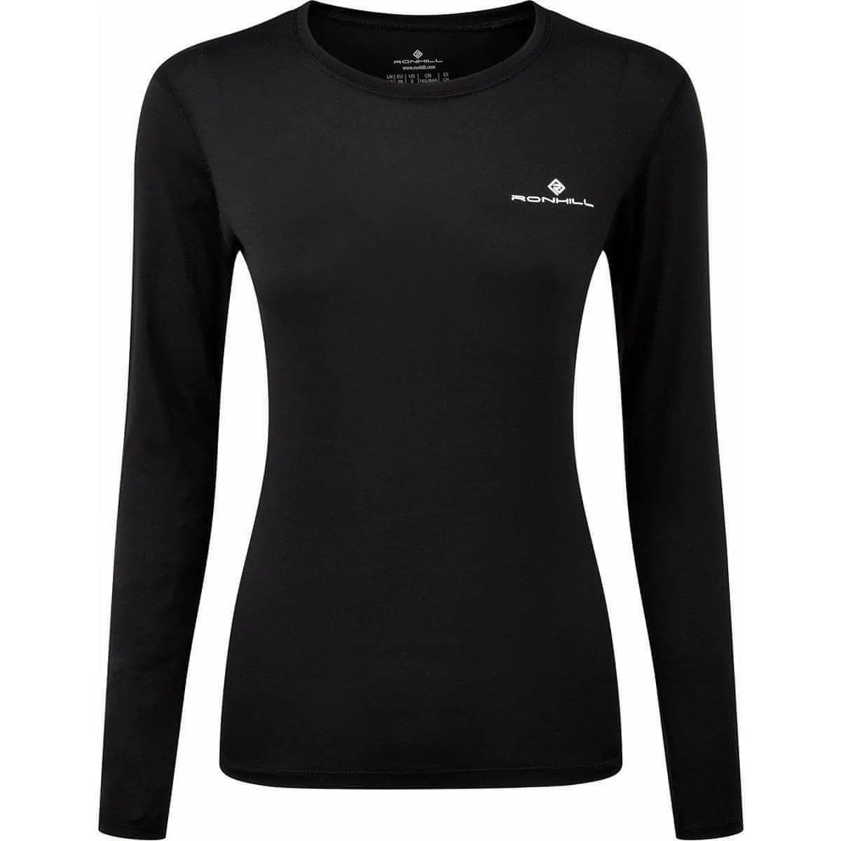 Ronhill Core Long Sleeve Womens Running Top - Black Stretchable Fabric Quick-Dry Fabric