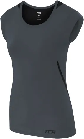 TCA Tech Lightweight Cap Short Sleeve Womens Running Top - Grey Sophisticated Casual Summer Favorite