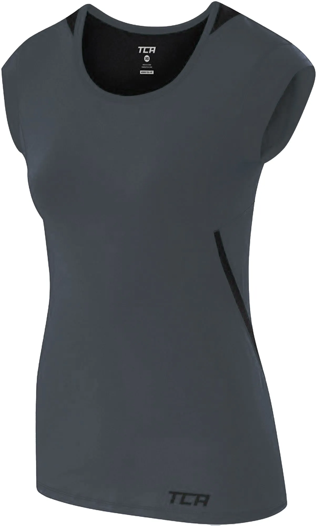 Breathable Mesh Panels Versatile Outfit TCA Tech Lightweight Cap Short Sleeve Womens Running Top - Grey