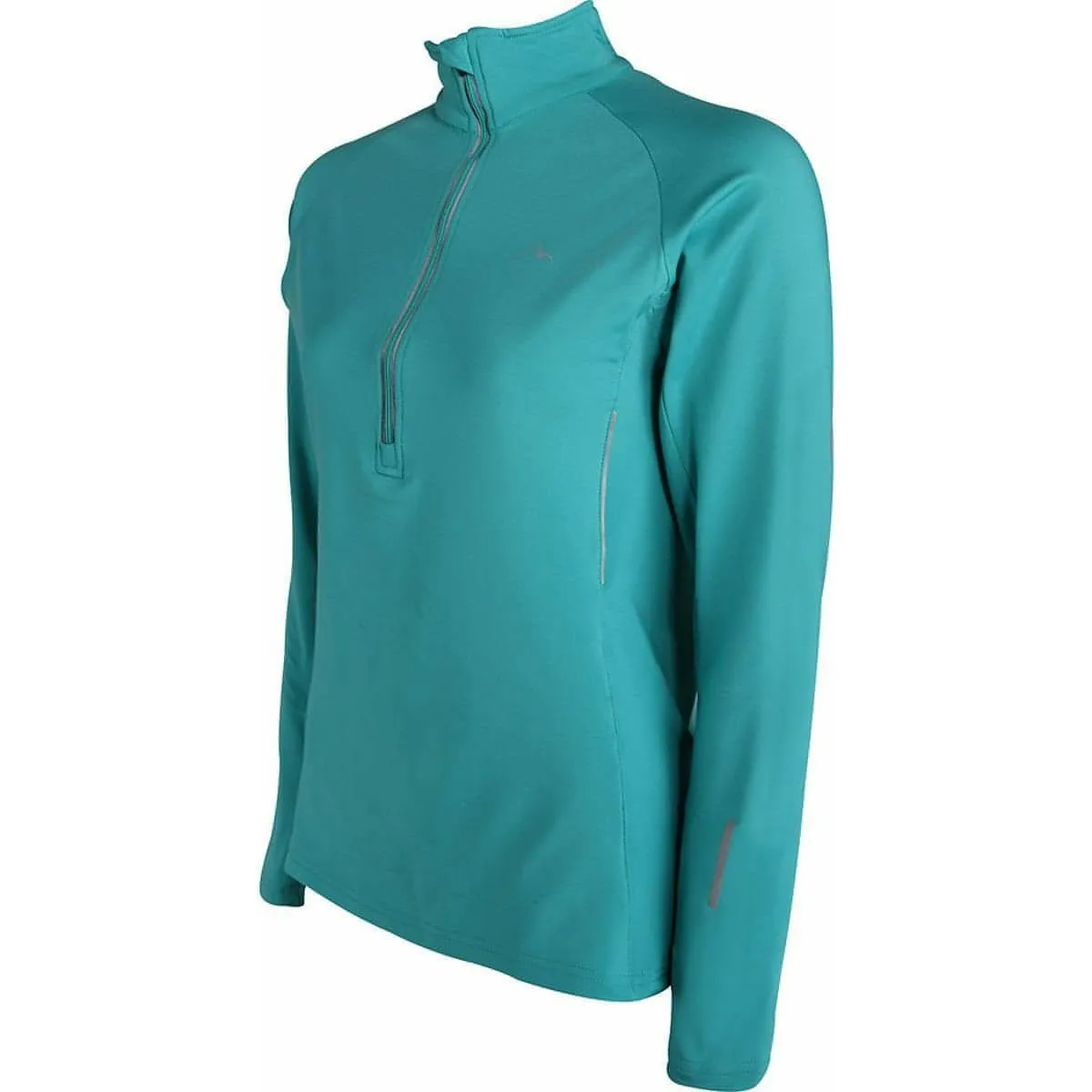Non Restrictive Silhouette Stylish Fit More Mile Vancouver Half Zip Long Sleeve Womens Running Top - Teal