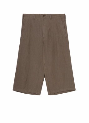 Travel Essential Basic Utility GARMENT DYE FLAX WIDE HALF PANTS