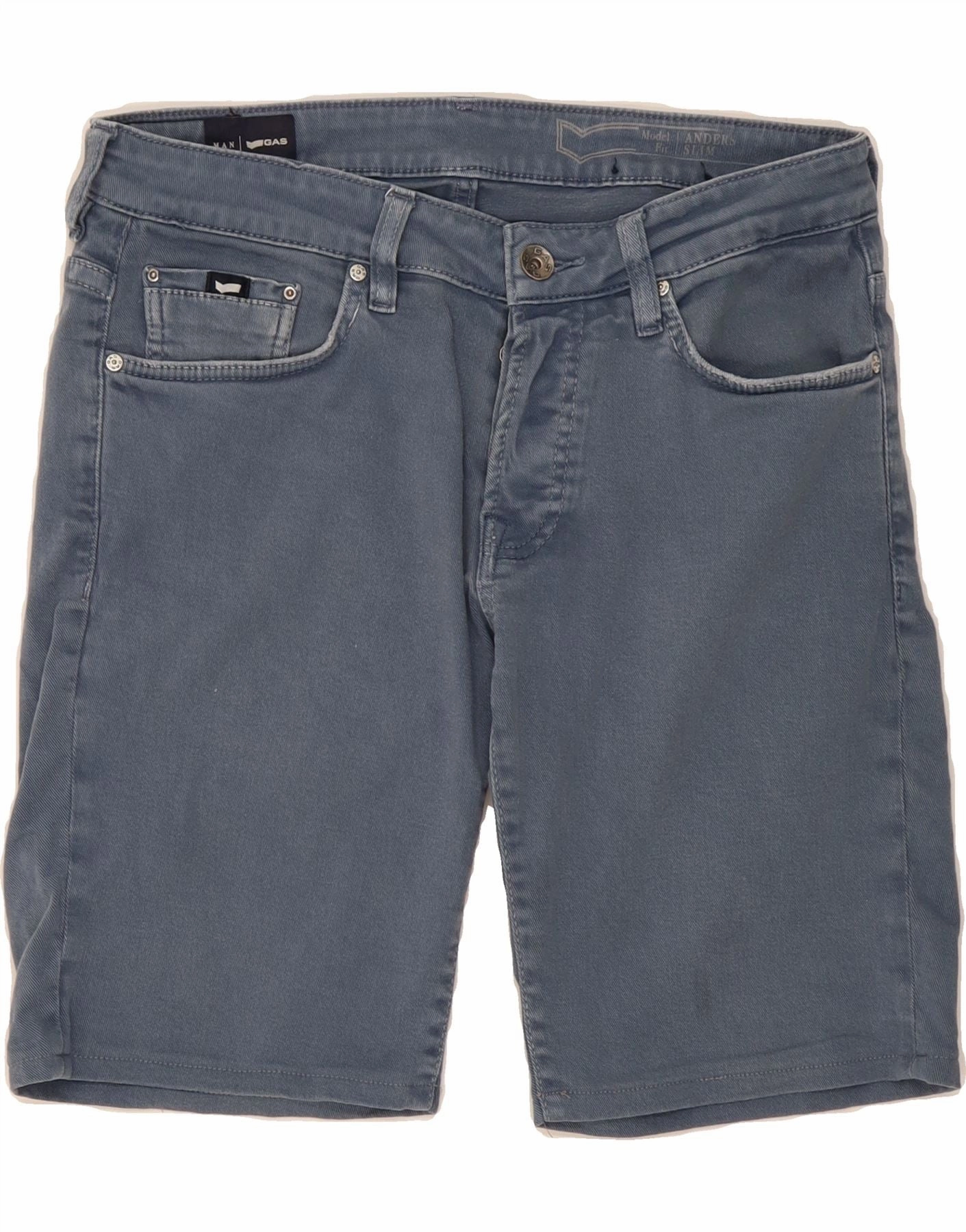 transportation industry Chill Fit Design GAS Mens Denim Shorts W34 Large Blue Cotton
