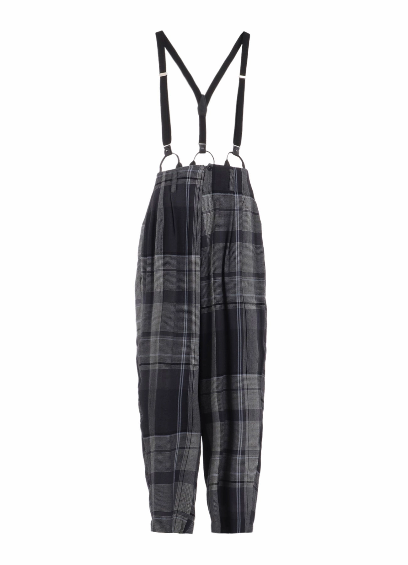 GAUZE PLAID SUSPENDER PANTS Street Comfort Effortless Fit