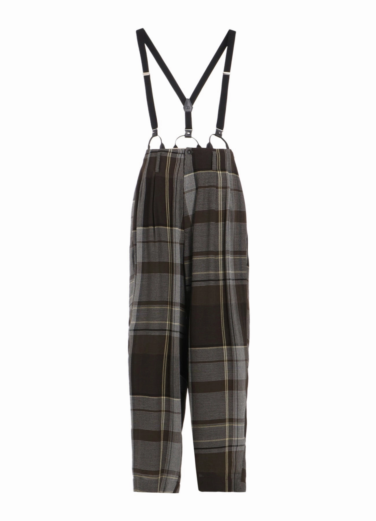 GAUZE PLAID SUSPENDER PANTS Sleek Style
