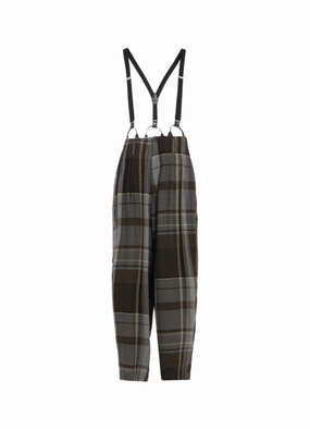 GAUZE PLAID SUSPENDER PANTS Full Coverage
