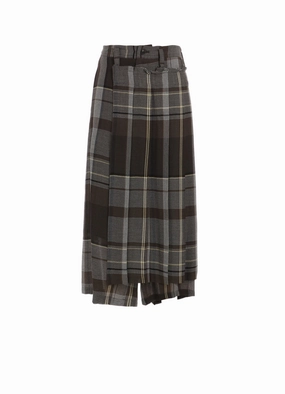 GAUZE PLAID WRAPT PLEATED PANTS Comfort Wear Easy Pack