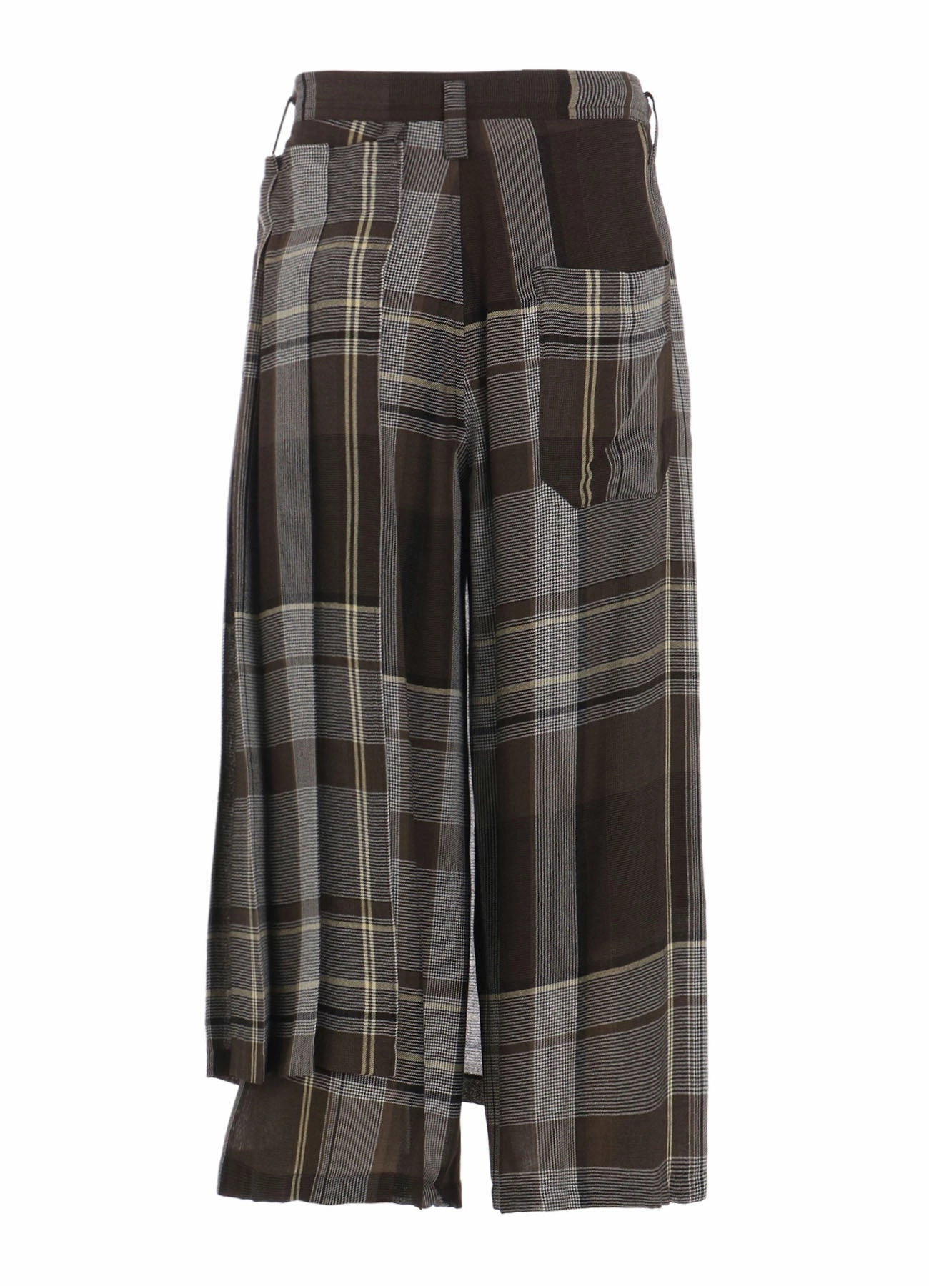 GAUZE PLAID WRAPT PLEATED PANTS Move Friendly Flattering Design