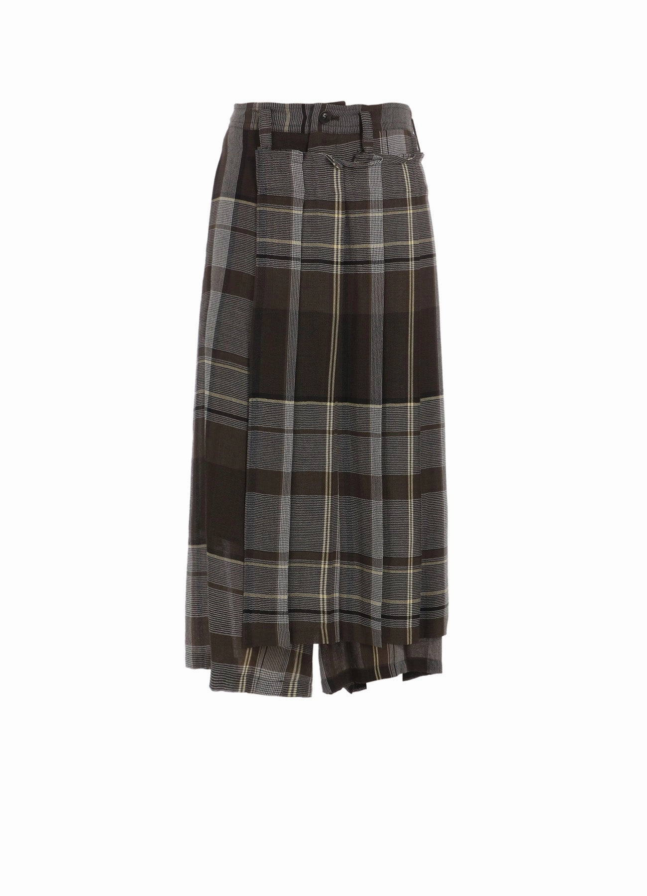 GAUZE PLAID WRAPT PLEATED PANTS Comfort Wear Easy Pack