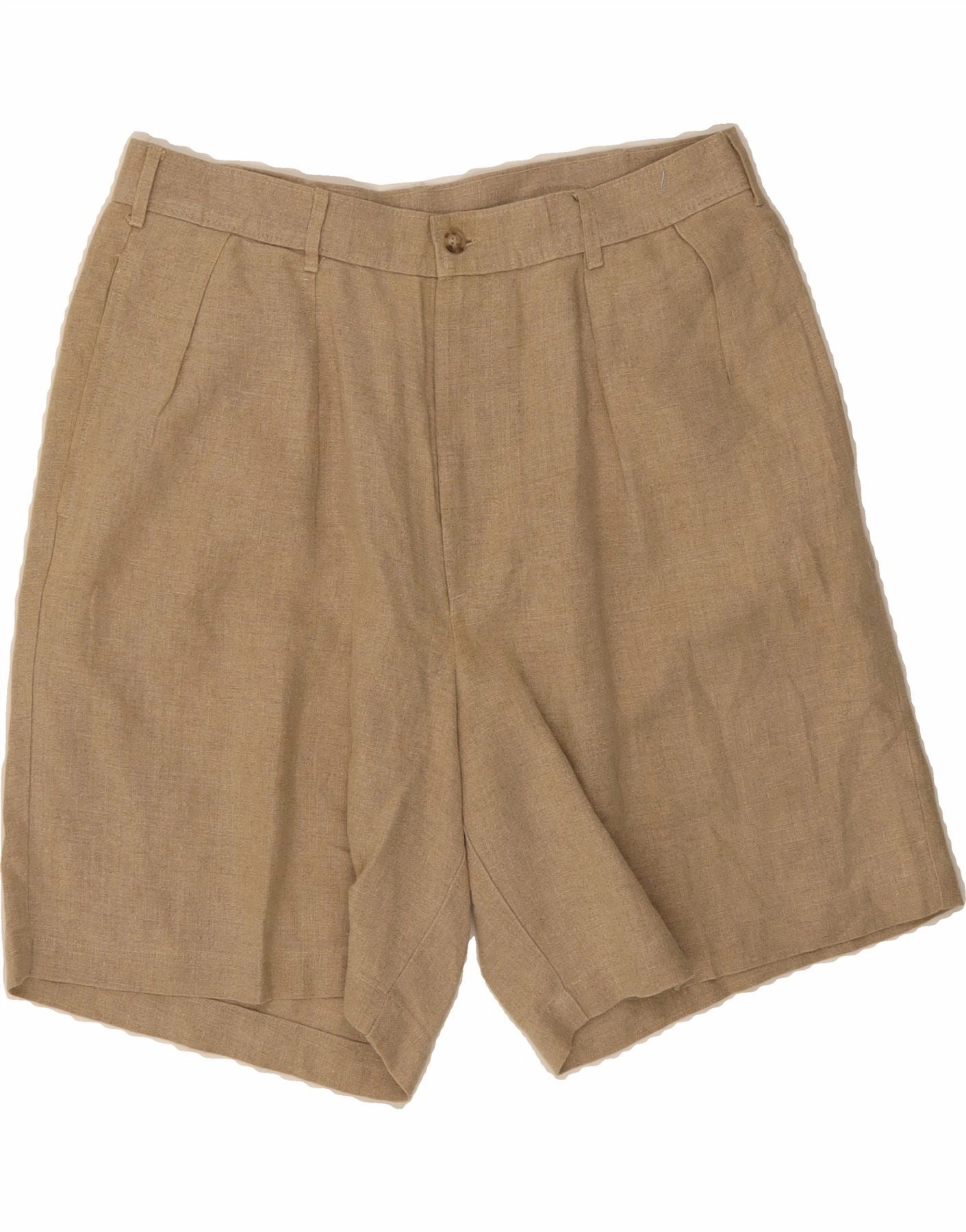 J. CREW Mens Pegged Chino Shorts W34 Large Beige Linen Abrasion Resistant Hem linen option