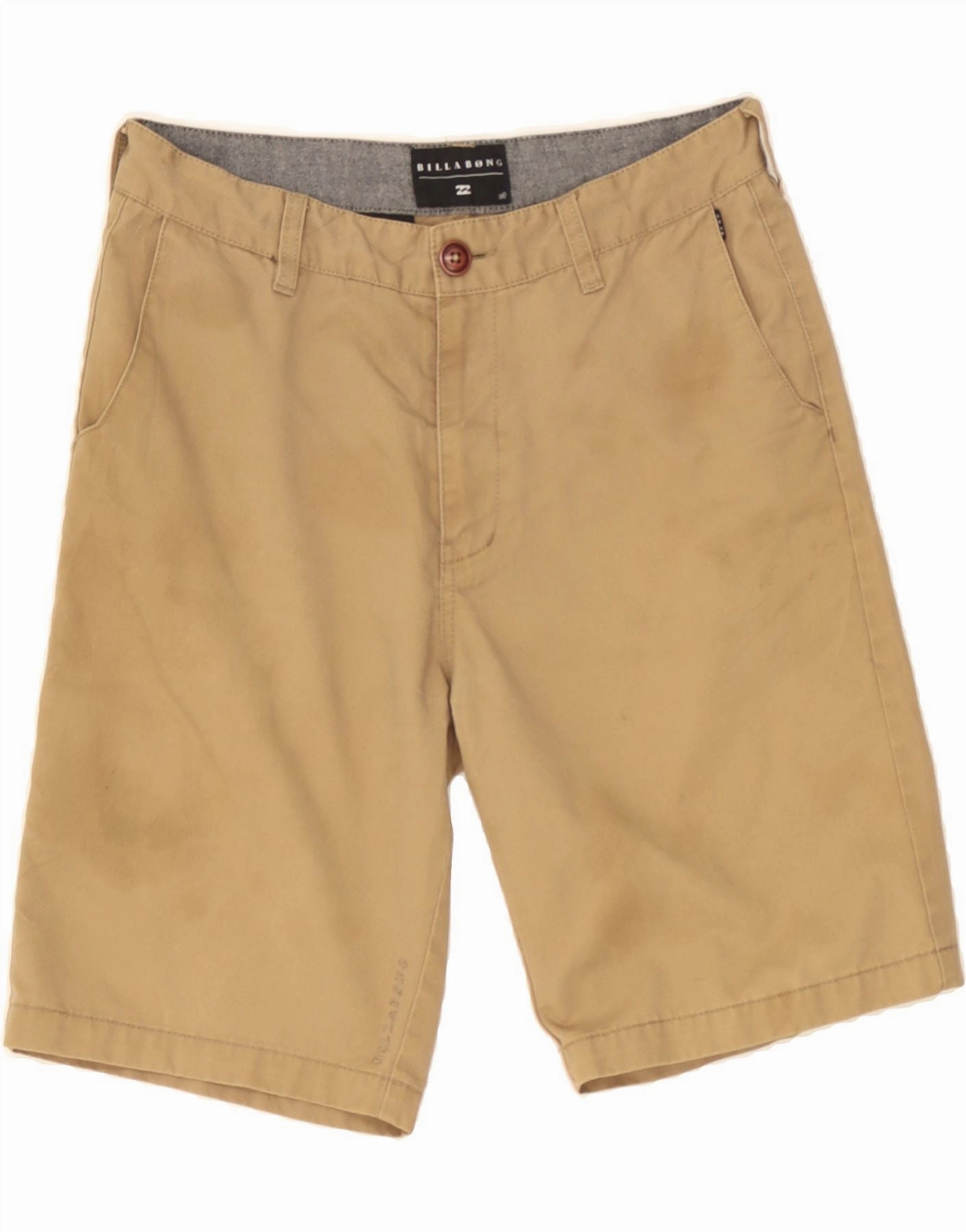 BILLABONG Mens Casual Shorts W30 Medium  Beige Polyester Striped Design Water resistant coating