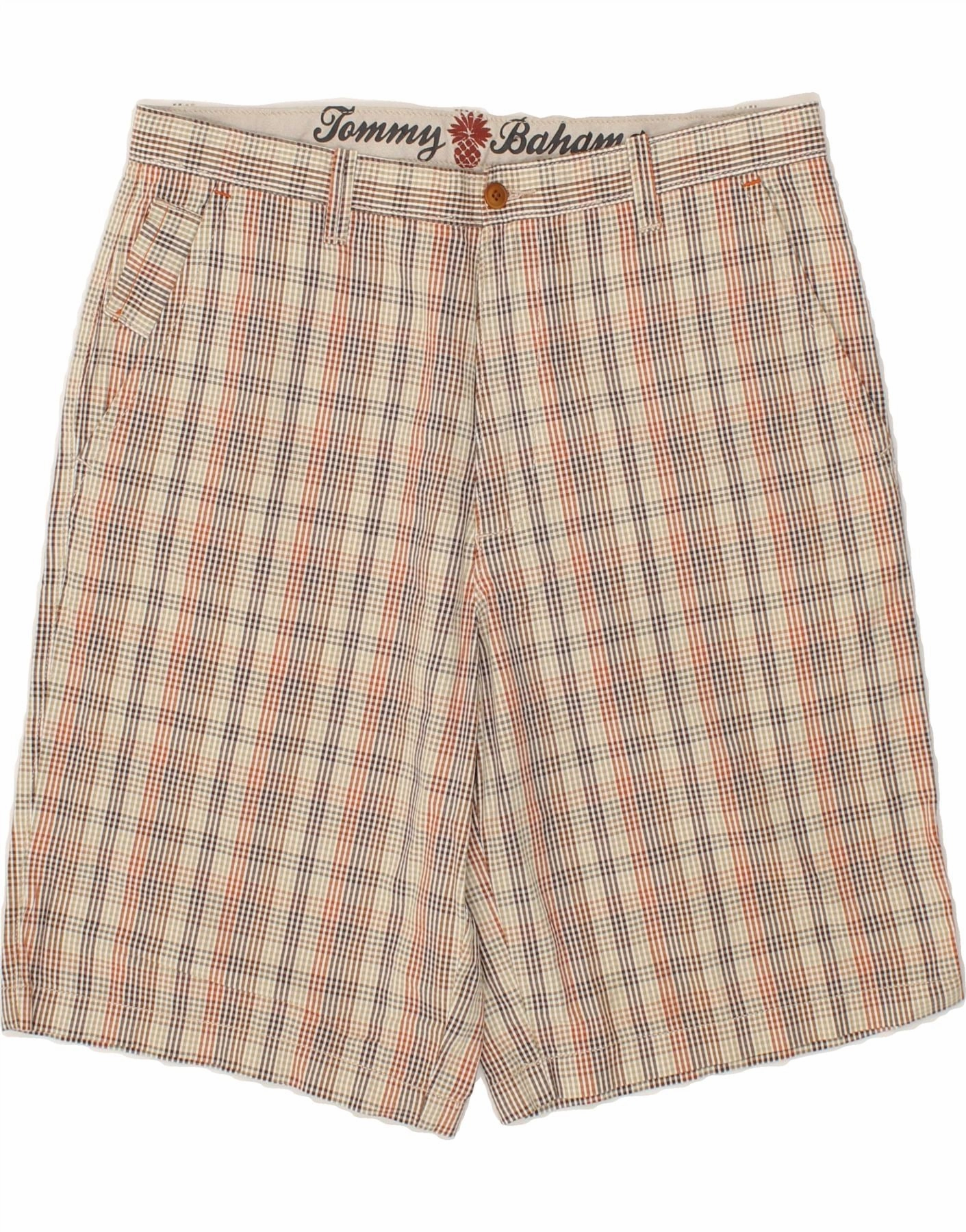 yoga clothing TOMMY BAHAMA Mens Chino Shorts W33 Large Multicoloured Check Cotton