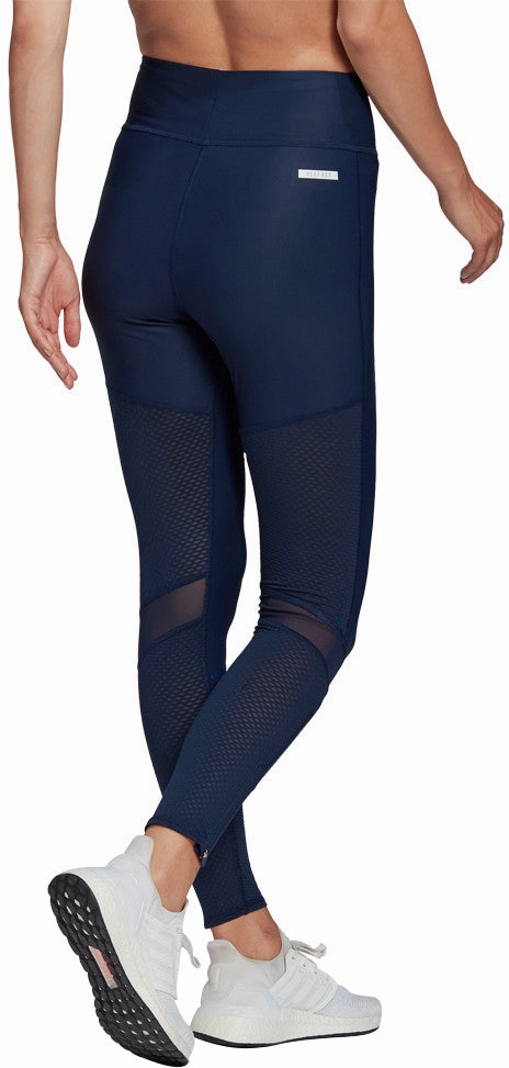 adidas Team GB Womens 7/8 Running Tights - Blue High density material Cross Waist Design