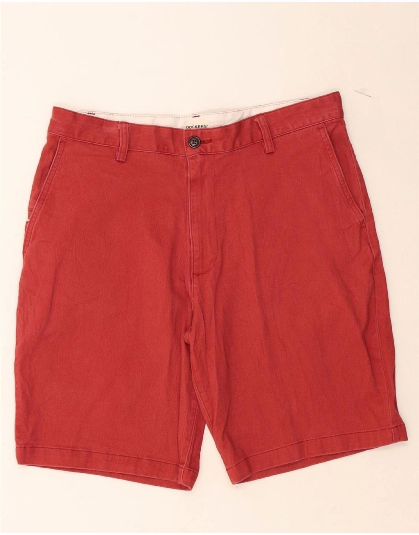 DOCKERS Mens Chino Shorts W32 Medium Red Cotton Handmade