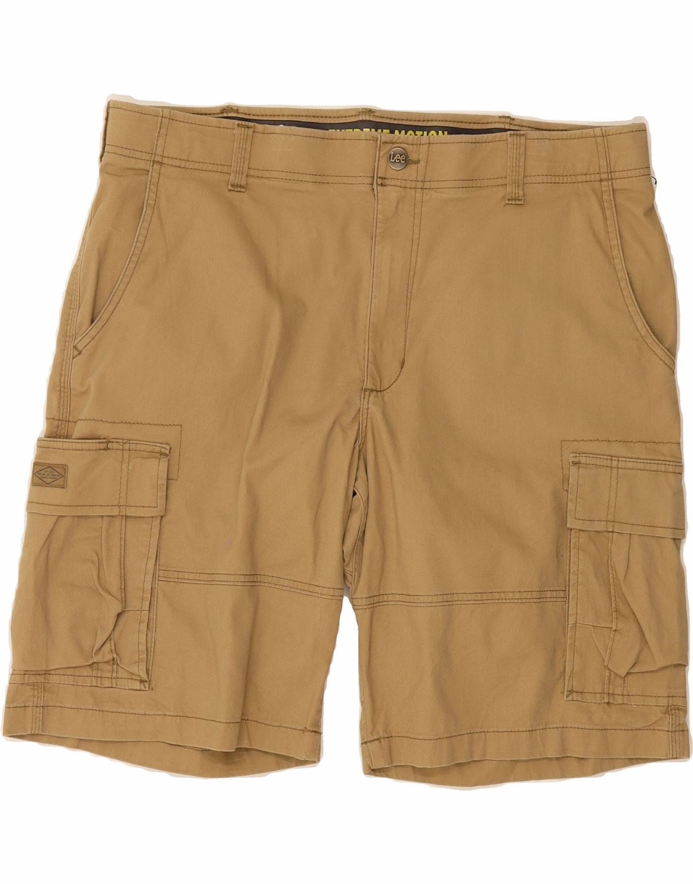 No Slip Waistband Abrasion Proof Fabric LEE Mens Cargo Shorts W40 XL Brown Cotton