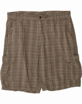 WRANGLER Mens Cargo Shorts W40 XL Grey Check Cotton Breathable fabric Light Fabric