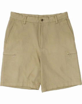 Reflective Trim Detail IZOD Mens Cargo Shorts W34 Large  Beige Polyester