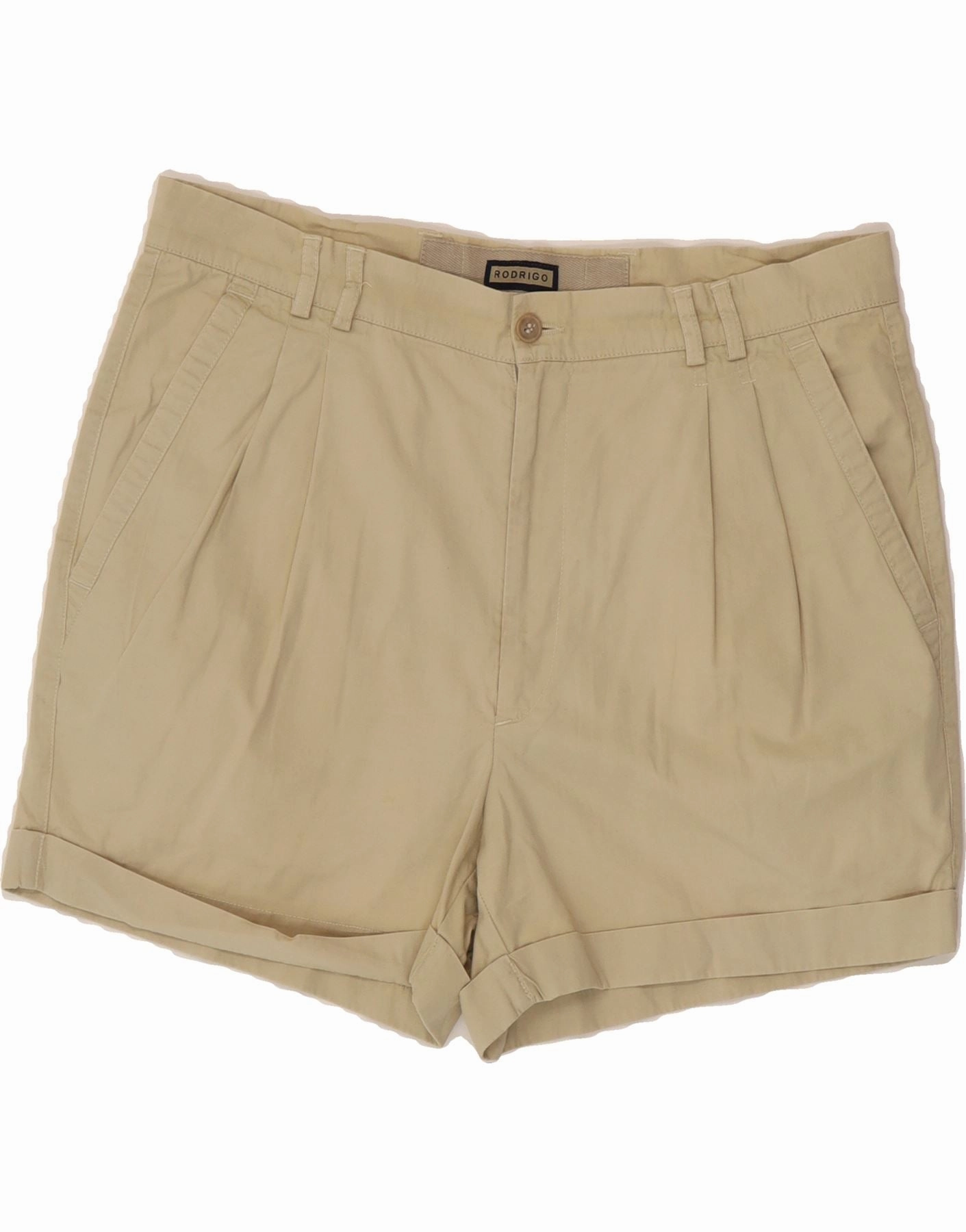 RODRIGO Mens Pegged Chino Shorts W34 Large  Beige Cotton Socks Handmade