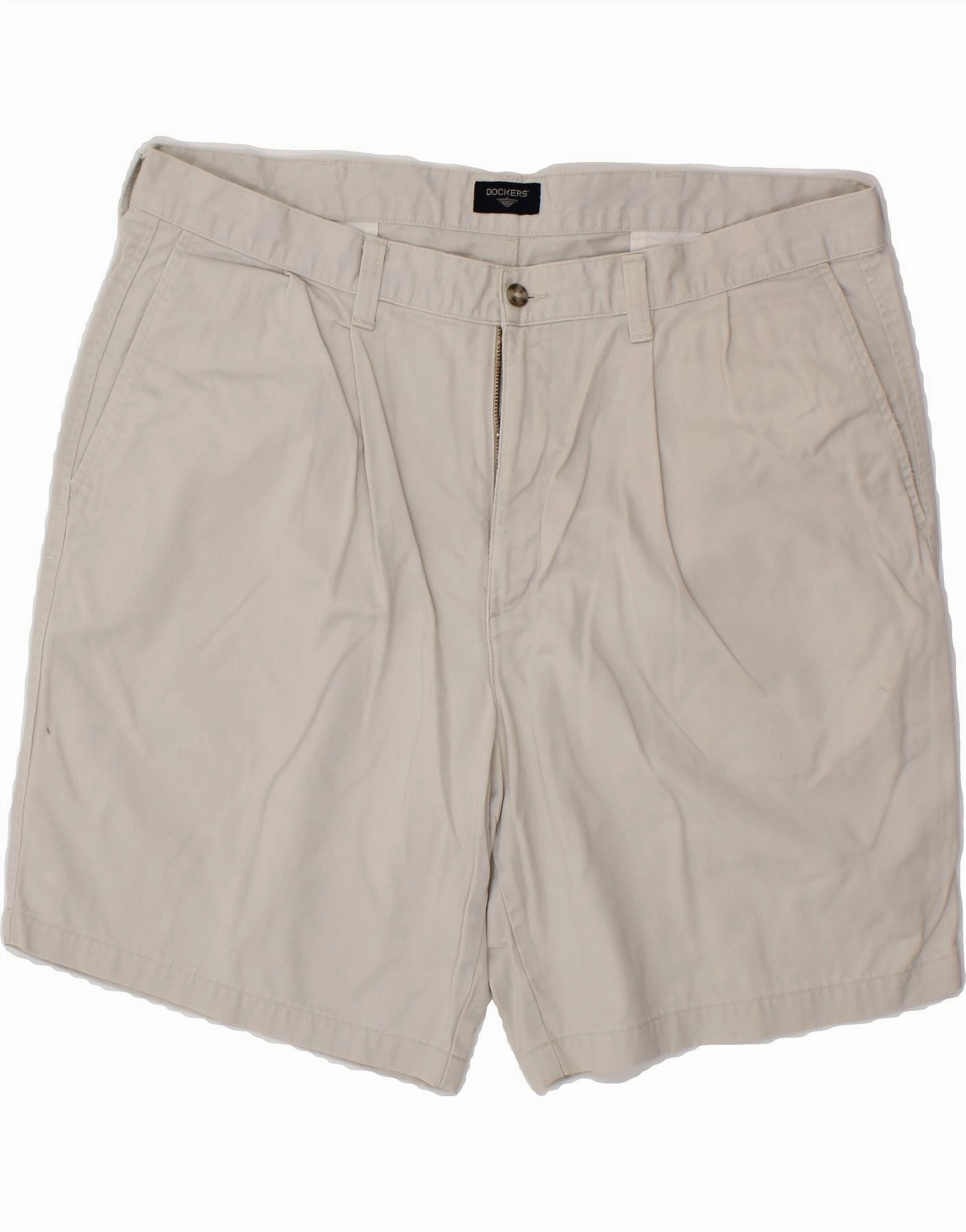 DOCKERS Mens Chino Shorts W40 XL Grey Cotton Balanced Design Lightweight Feel