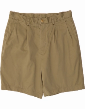 NAUTICA Mens Pegged Chino Shorts W34 Large Khaki Cotton Wide Leg Opening Non Slip Inner Grip
