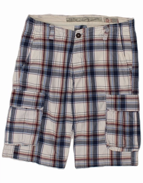 Fan gear Airy Design GRAND & HILLS Mens Cargo Shorts IT 52 XL W38  Navy Blue Check Cotton