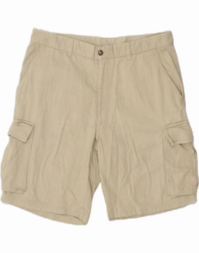NAVY COAT Mens Cargo Shorts IT 52 2XL W34 Beige Cotton Soft Elastic
