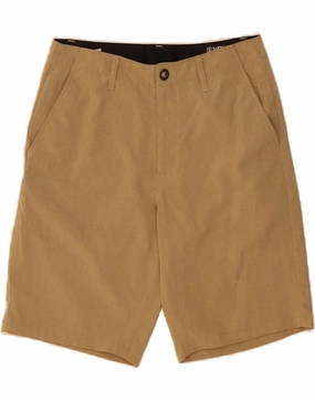 VOLCOM Mens Chino Shorts W30 Medium Brown Polyester Elastic Waistband Design hip look