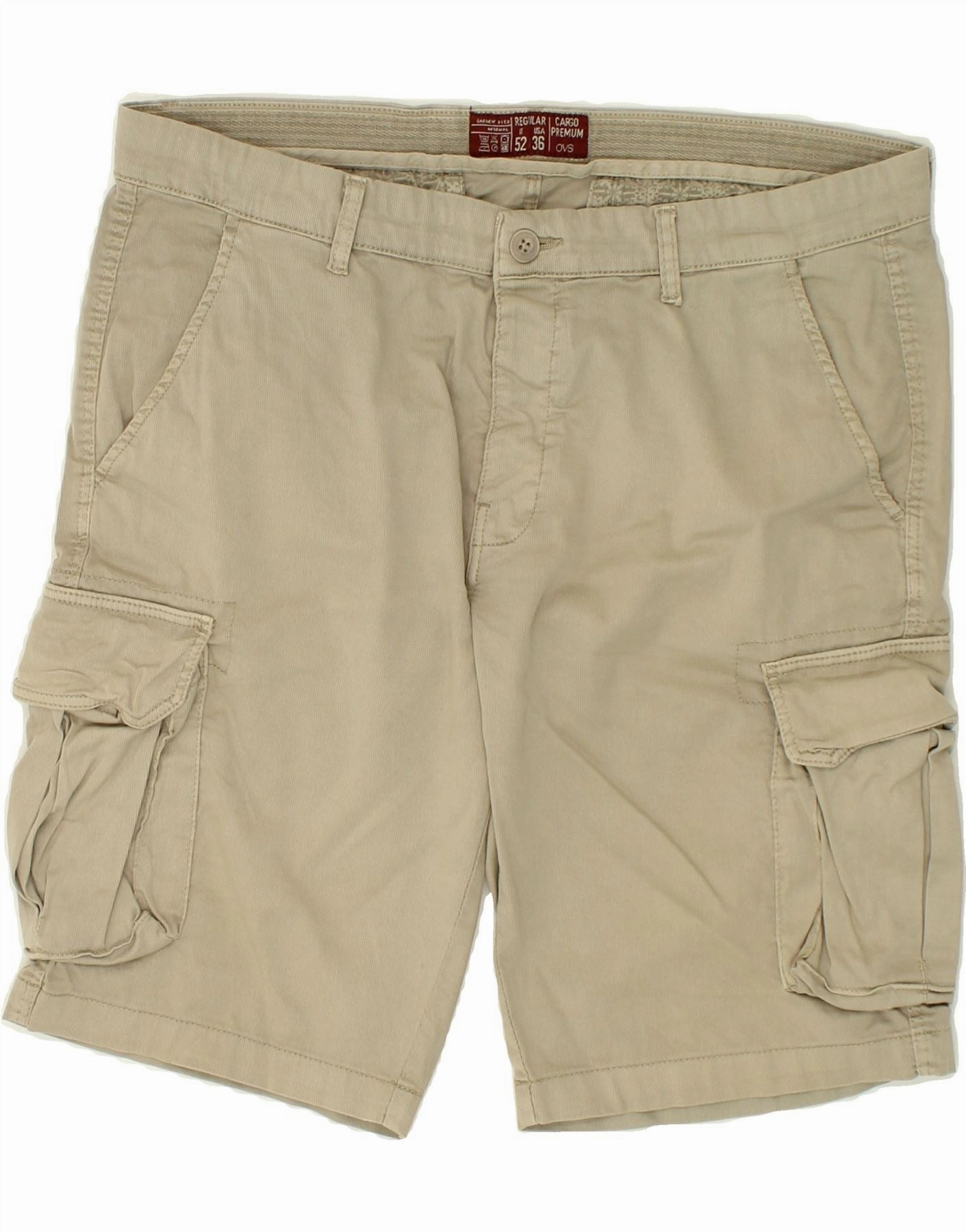 QuickReleaseBuckle OVS Mens Regular Fit Cargo Shorts IT 52 XL W36  Beige