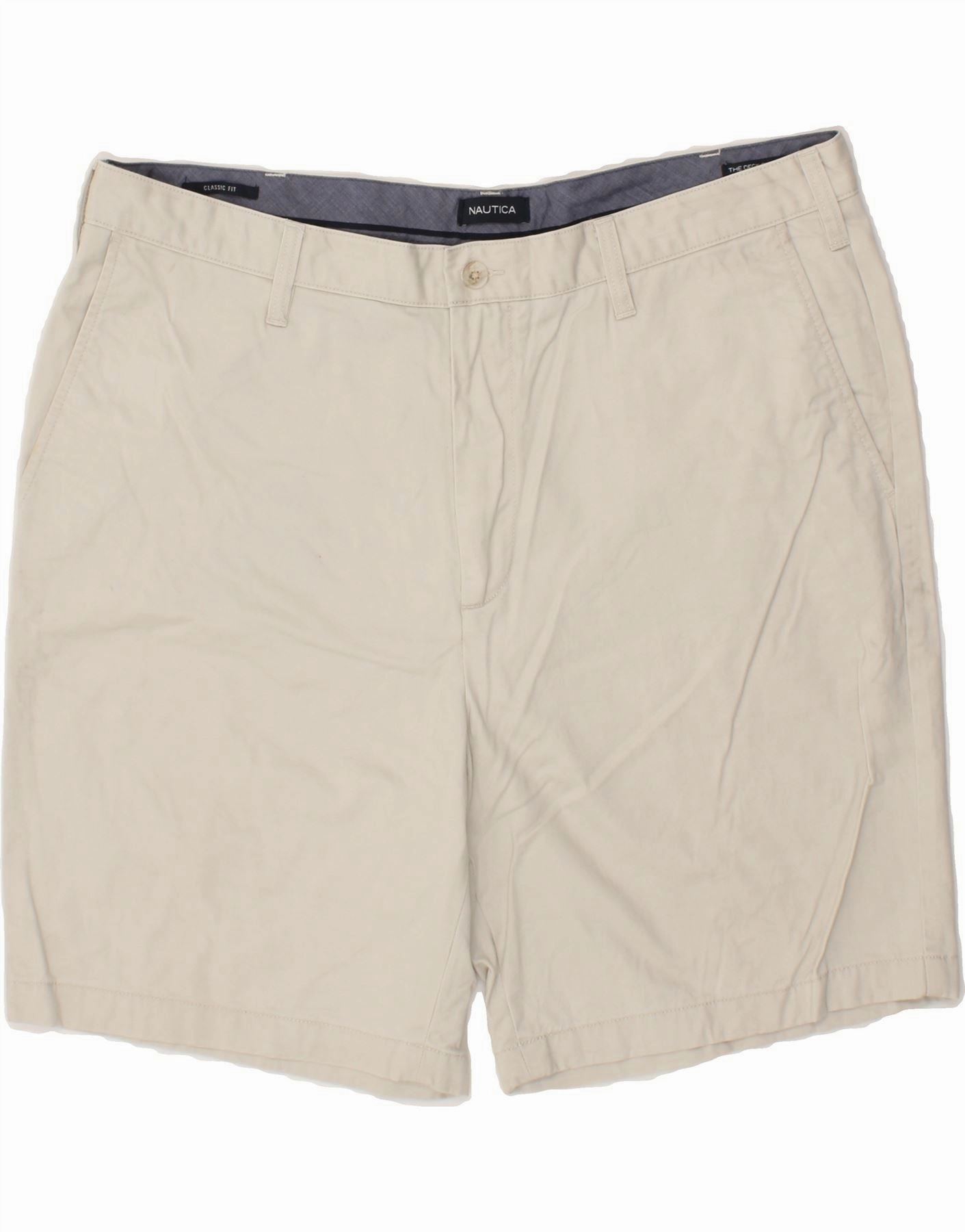 Easy Comfort Fit Reinforced Hems NAUTICA Mens The Deck Pant Classic Fit Chino Shorts W40 XL Beige Cotton