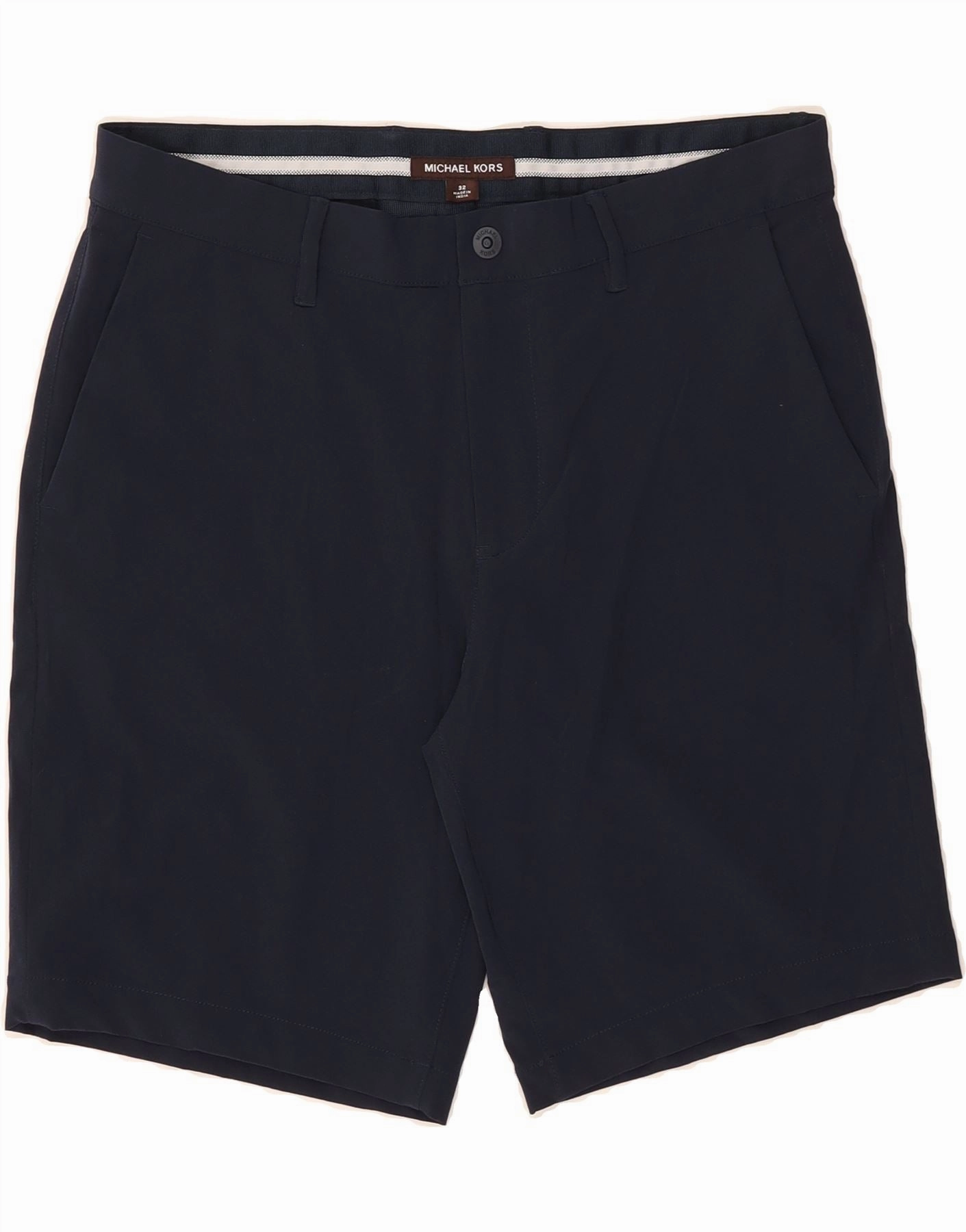 Midweight Texture MICHAEL KORS Mens Chino Shorts W32 Medium Navy Blue Polyester