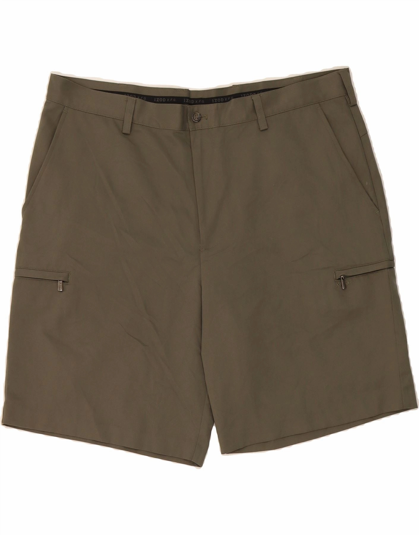 IZOD Mens Cargo Shorts W40 XL Khaki Polyester Simple Appeal