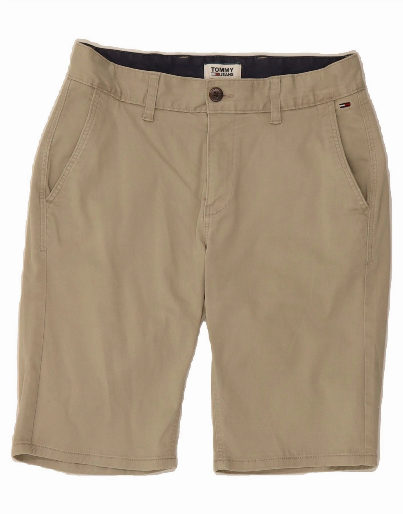 TOMMY HILFIGER Mens Chino Shorts W30 Medium Beige Cotton Sweat Wicking Fabric Modern Cut