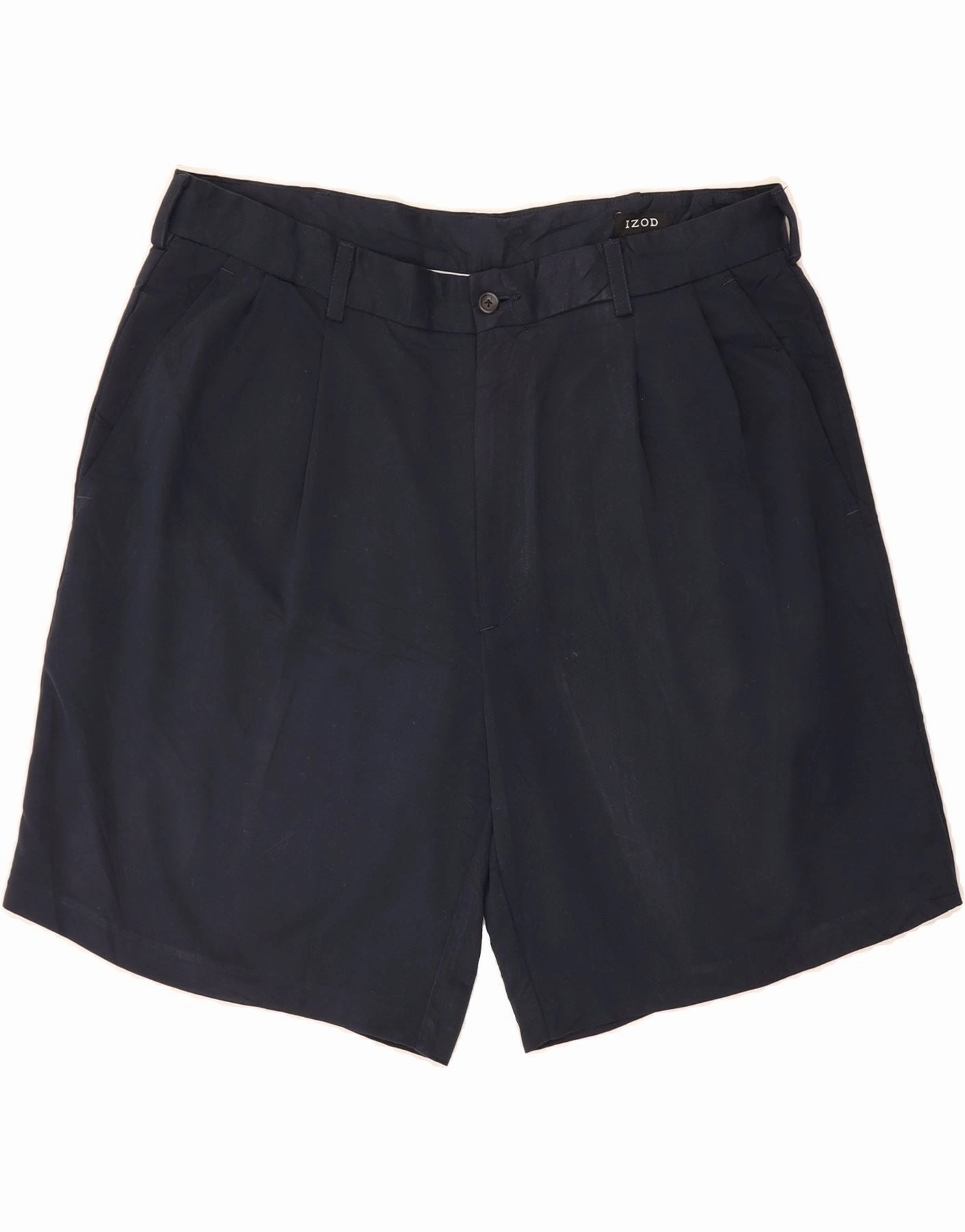 IZOD Mens Pegged Chino Shorts W36 Large Navy Blue Polyester Soft Lining