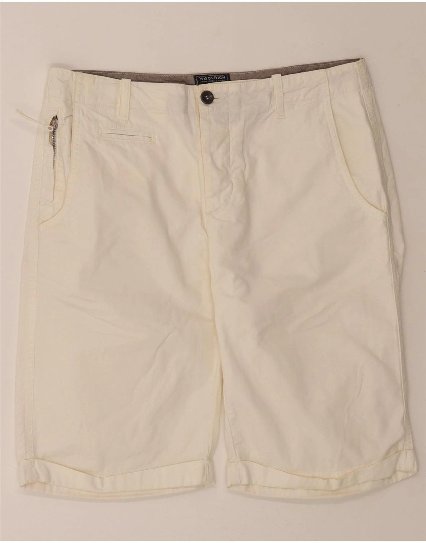 WOOLRICH Mens Casual Shorts W33 Large White Cotton Sport Style Sport Performance