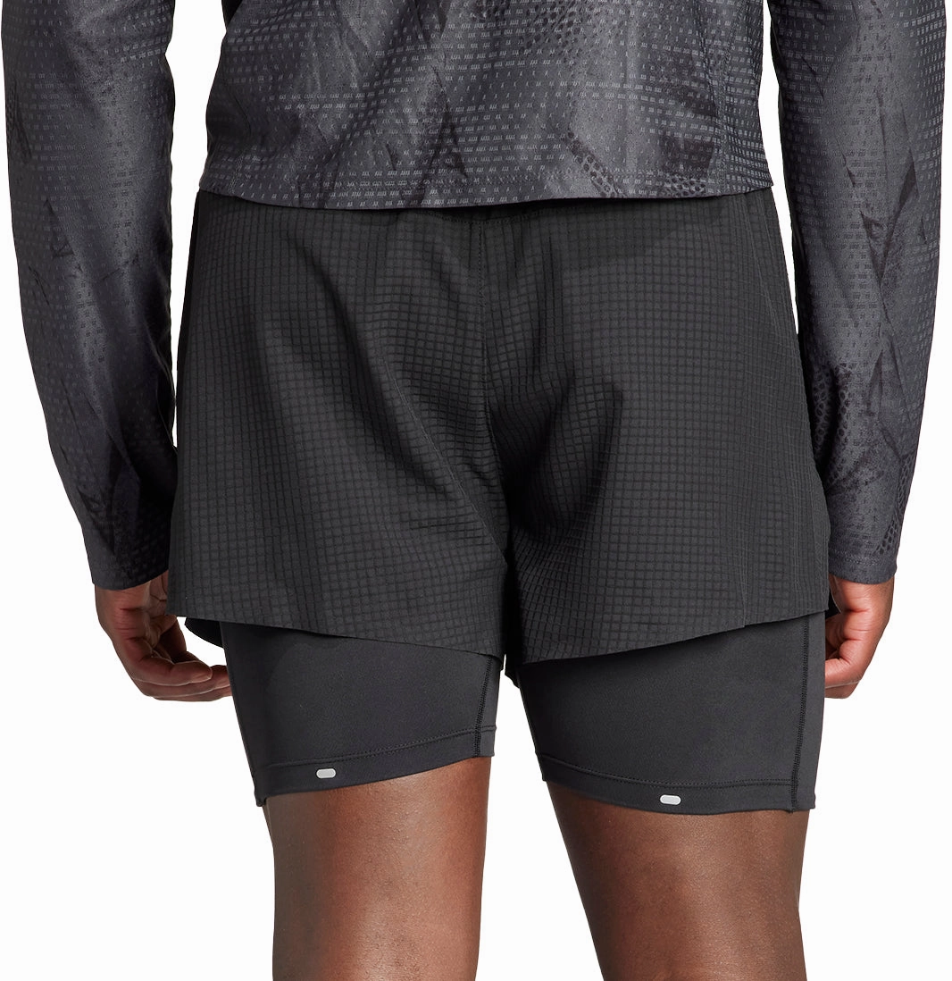 adidas Ultimate 2 In 1 Mens Running Shorts - Black Reinforced Gusset HypoallergenicLining