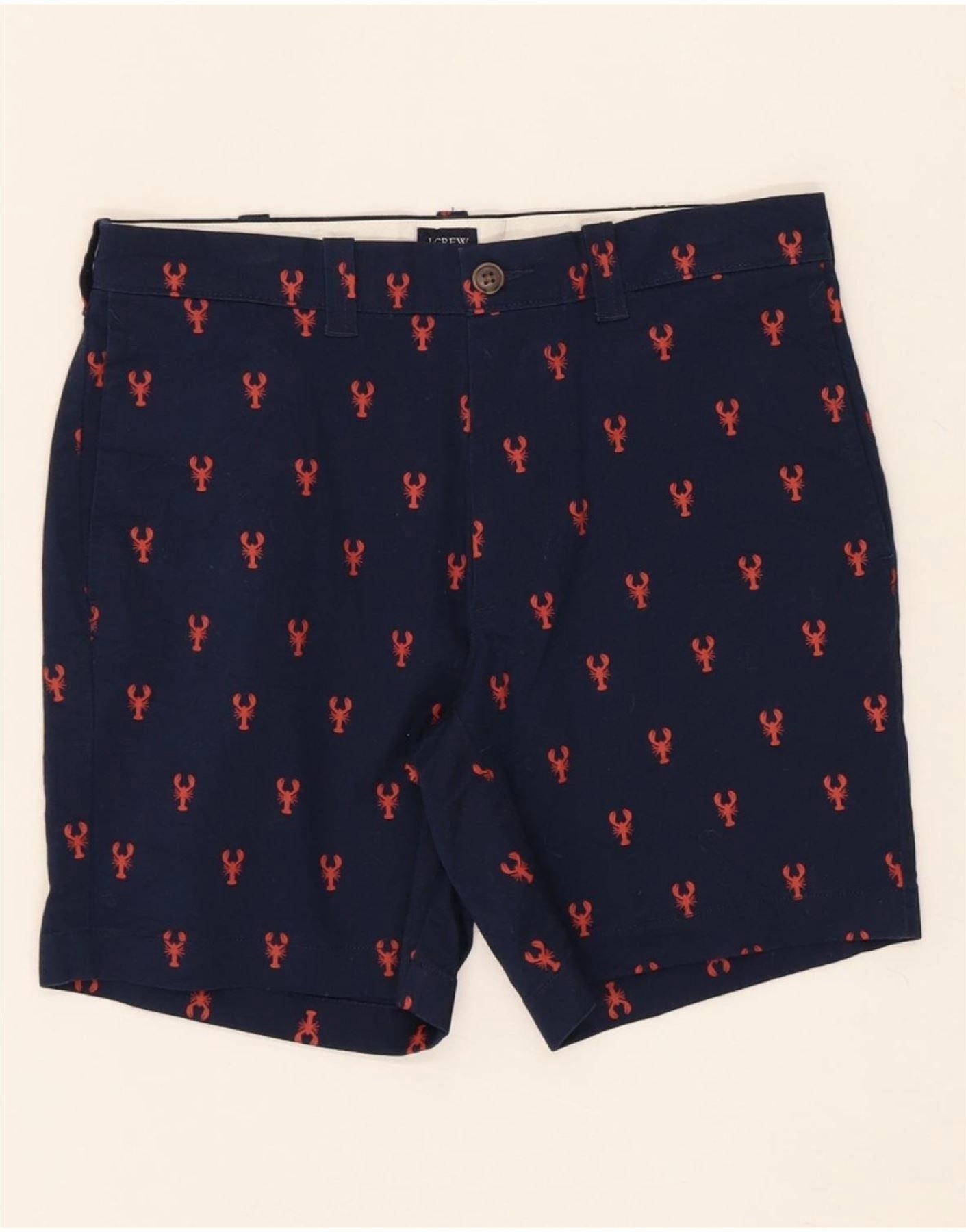 Glide On Mobility Cut Unisex Design J. CREW Mens Chino Shorts W30 Medium Navy Blue Spotted Cotton