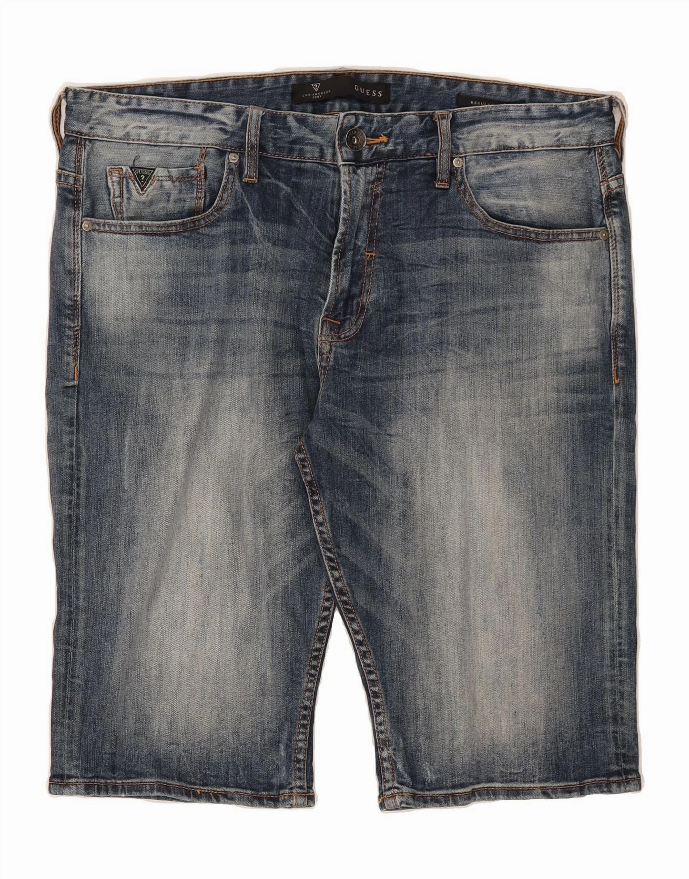 GUESS Mens Denim Shorts W36 Large  Blue Cotton Flex Style