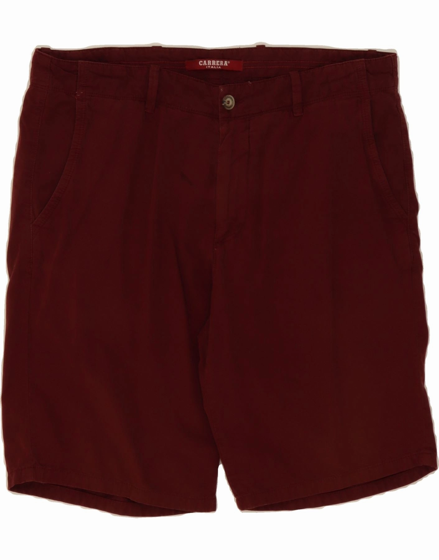 Flexible Stretch Waist CARRERA Mens Chino Shorts W34 Large Burgundy Cotton