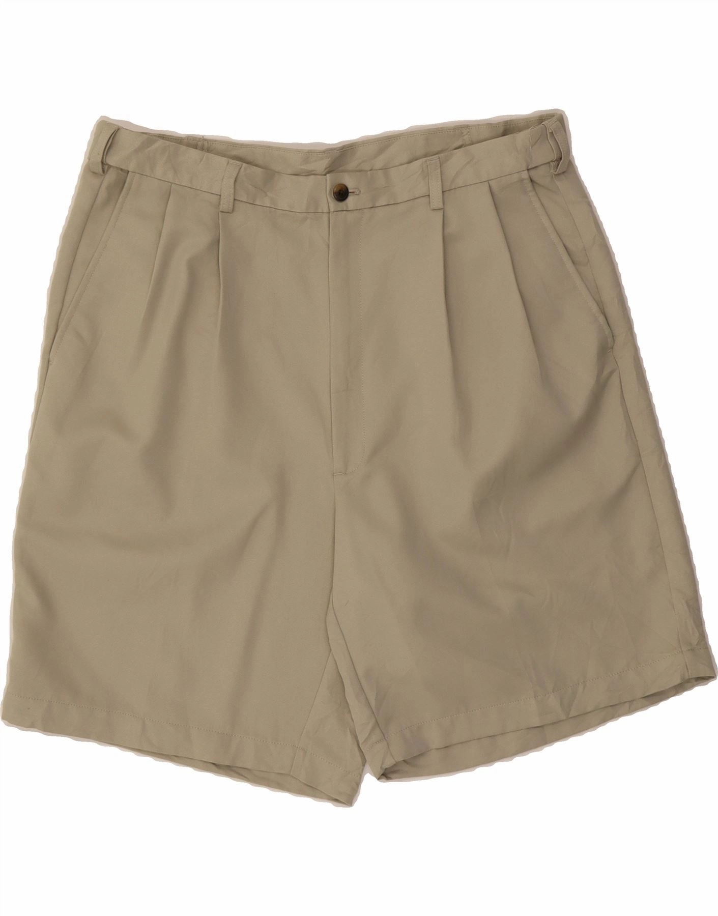HAGGAR Mens Pegged Chino Shorts W38 XL Beige Moisture Wicking Technology