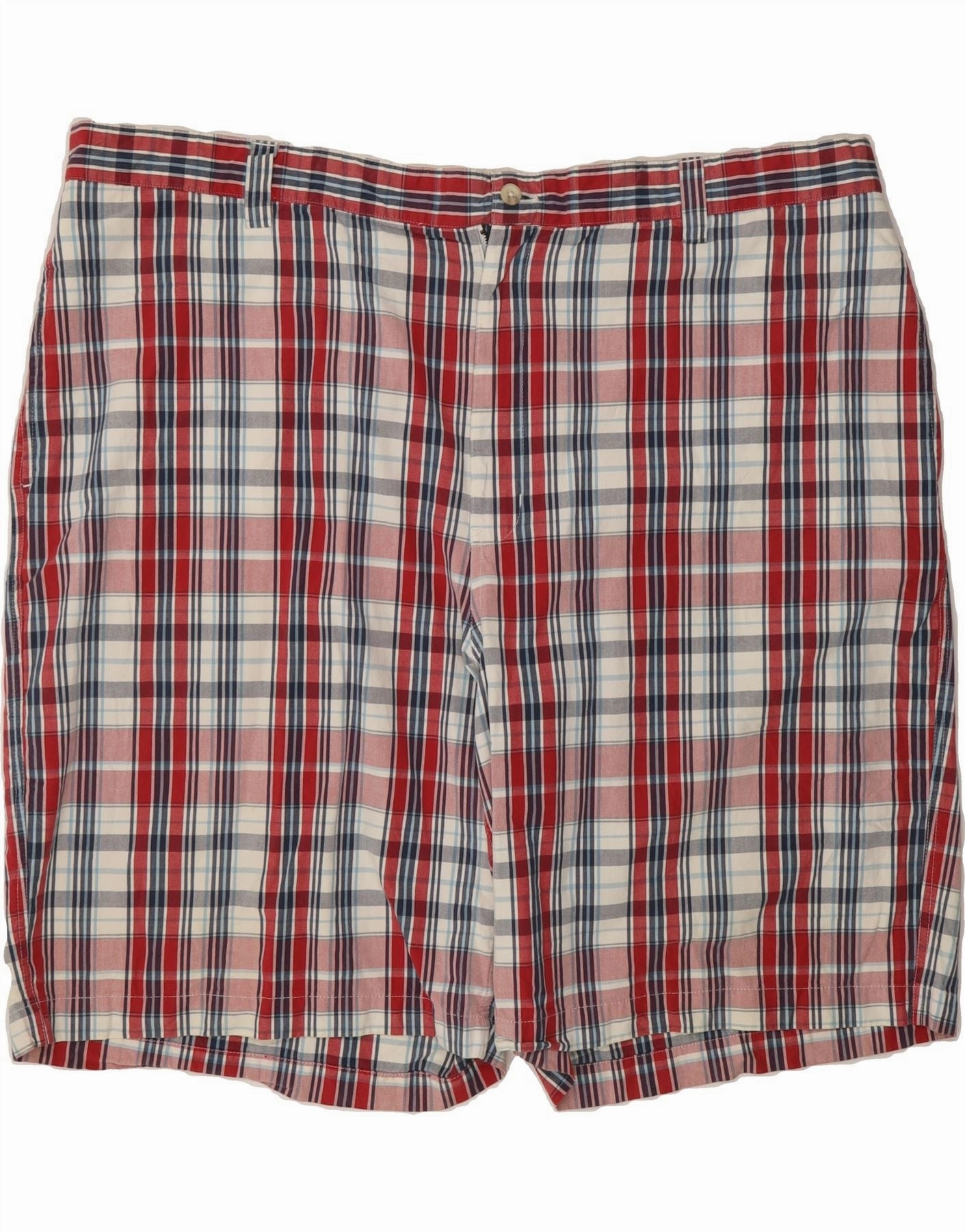 CHAPS Mens Chino Shorts W48 4XL  Red Check Cotton Quick Access Pockets Quick Drying