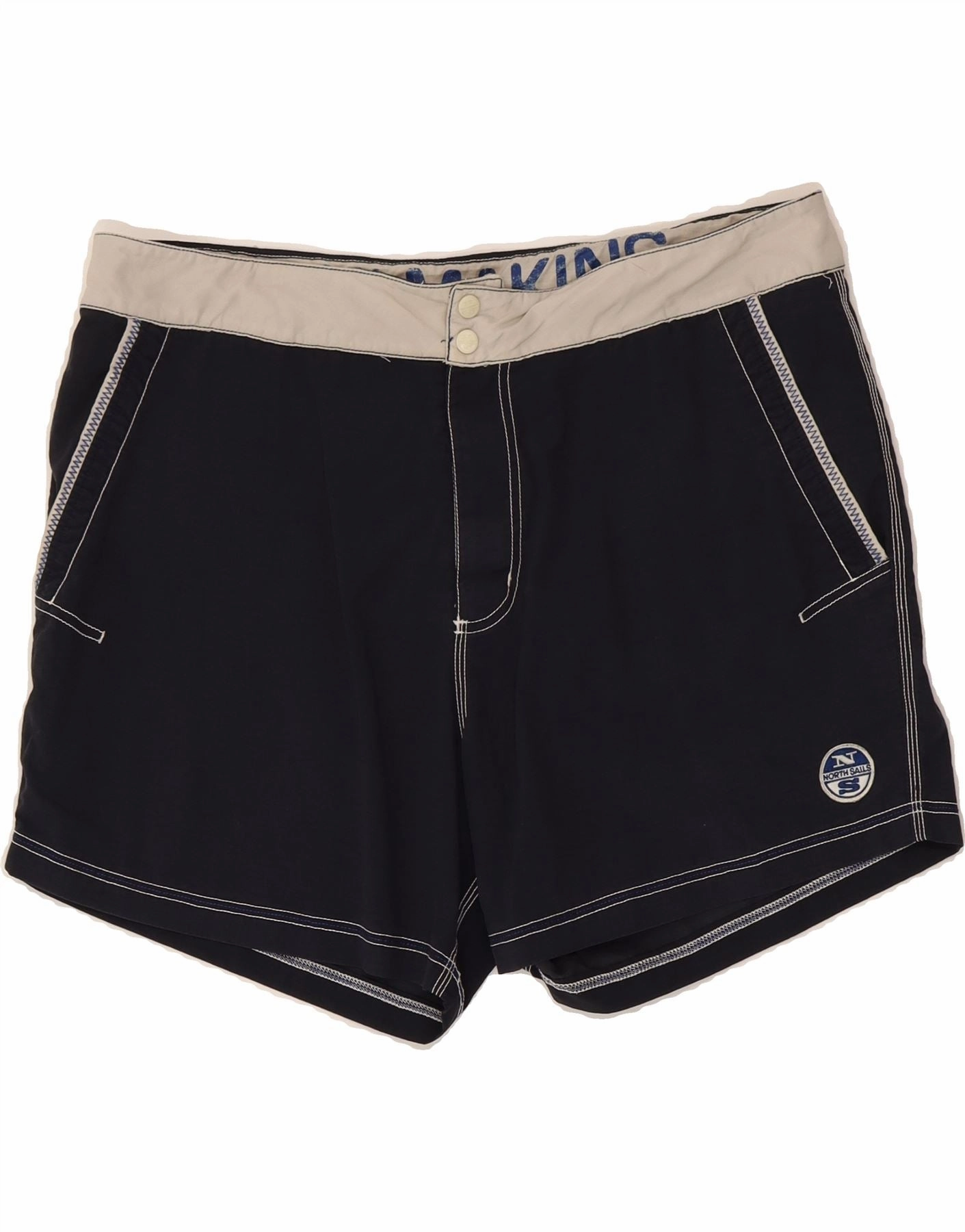 Sporty Performance NORTH SAILS Mens Graphic Chino Shorts W38 XL Navy Blue Colourblock